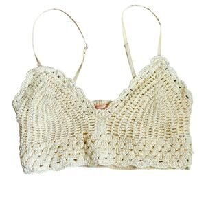 B・O・G Collection Ivory Crochet Bralette Top: Y2K, Modern